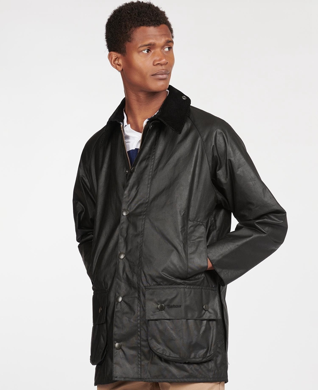 Men's Barbour Beaufort® Waxed Jackets Black | PZCL-63084