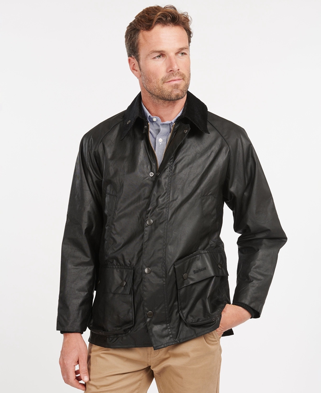 Men's Barbour Bedale® Waxed Jackets Black | EXHW-51460