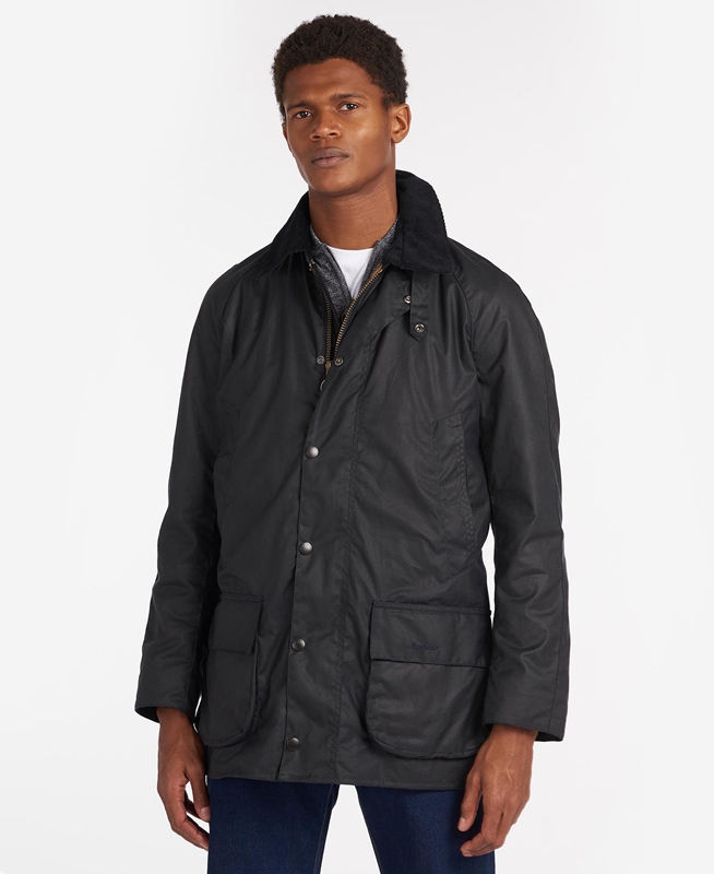 Men's Barbour Bristol Waxed Jackets Navy | NCWI-54128