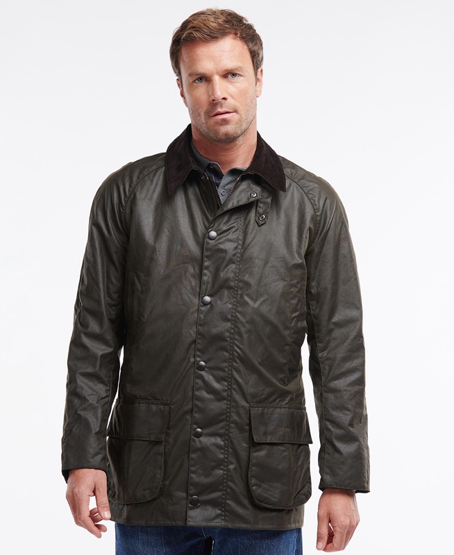 Men's Barbour Bristol Waxed Jackets Olive | ARPU-60357