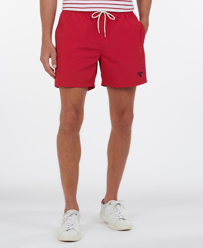 Men's Barbour Essential Logo 5'' Swim Pants Red | ILMY-25086