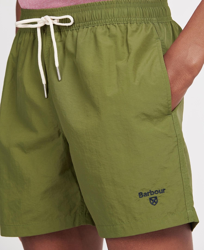 Men's Barbour Essential Logo 5'' Swim Pants Olive | MNQZ-25096