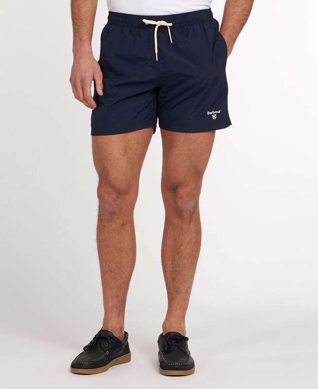 Men's Barbour Essential Logo 5'' Swim Pants Navy | SOYL-94650