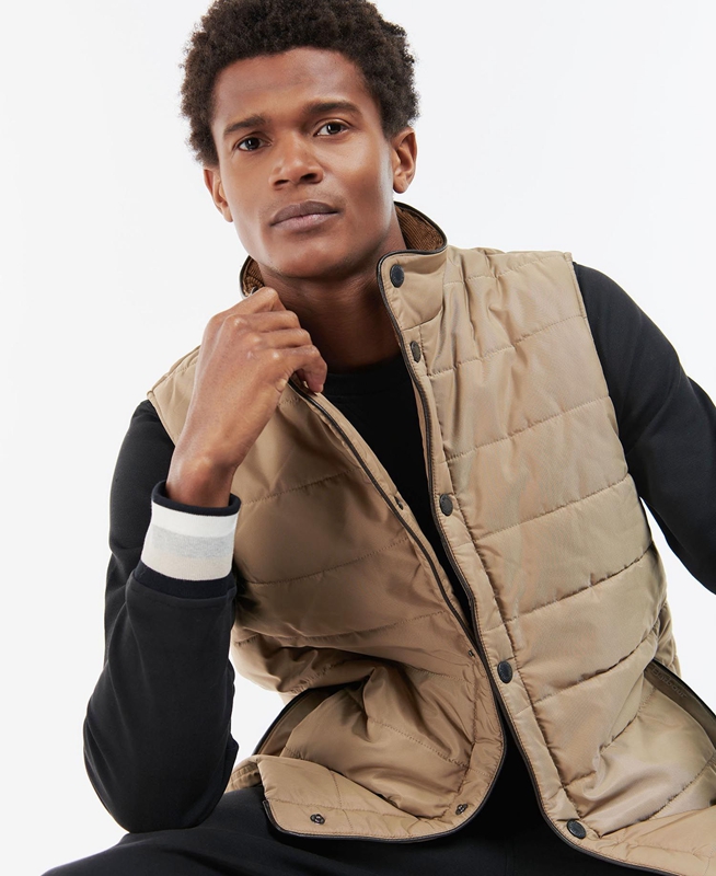 Men's Barbour Farnham Vest Beige | BWOE-16583