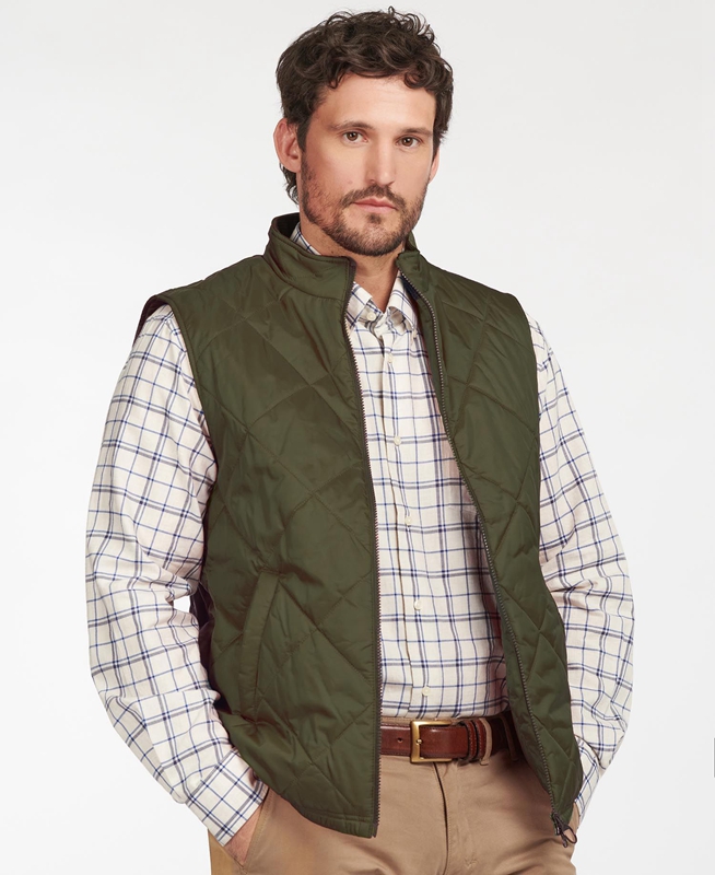 Men's Barbour Finn Vest Green | OMZH-75142