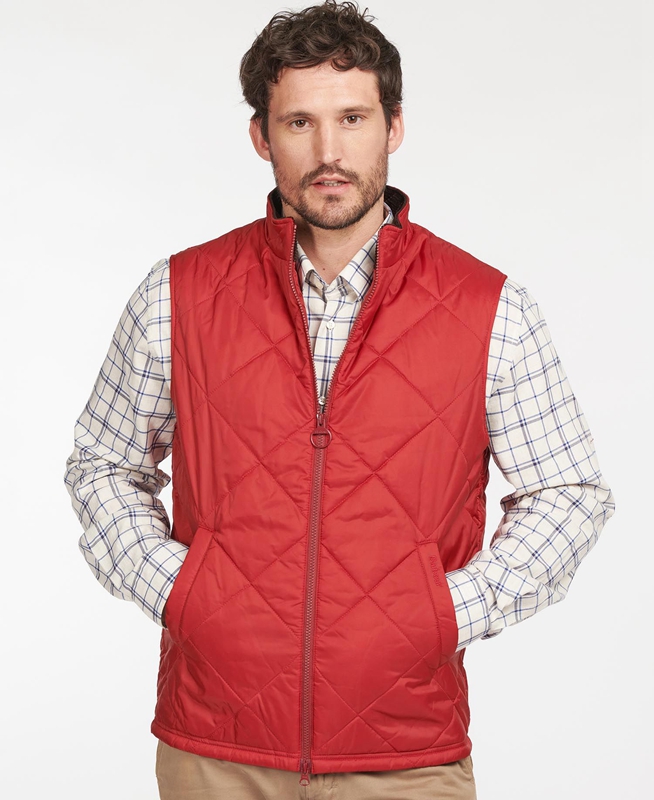 Men's Barbour Finn Vest Red | SBGA-37069