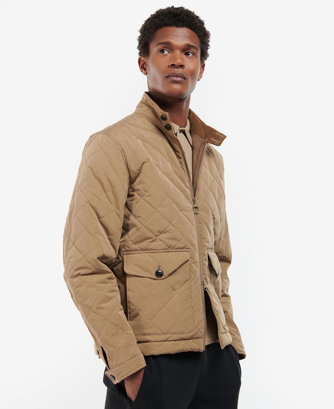 Men's Barbour Hitchen Quilted Jackets Beige | ZDJY-02598