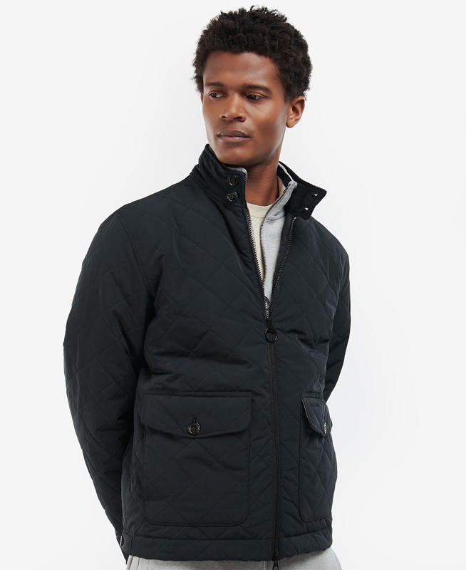 Men's Barbour Hitchen Quilted Jackets Black | CGYE-10963