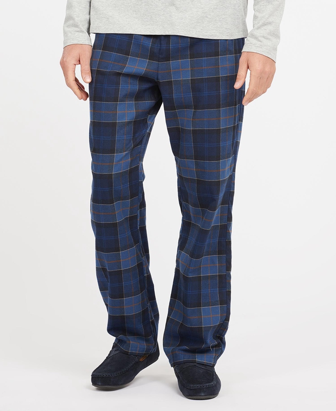 Men's Barbour Hose Glenn Tartan Pants Navy | ROIE-24031