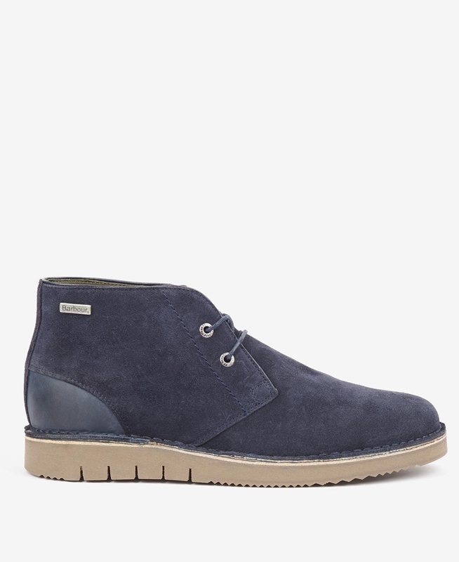 Men's Barbour Kent Desert Boots Navy | VWND-64250