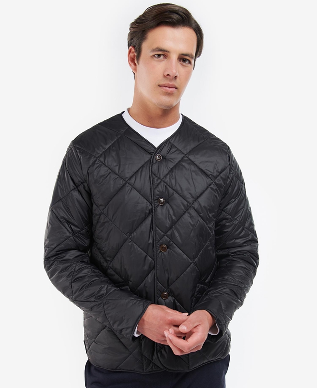 Men's Barbour Liddesdale Cardigan Quilted Jackets Black | IXWM-45197