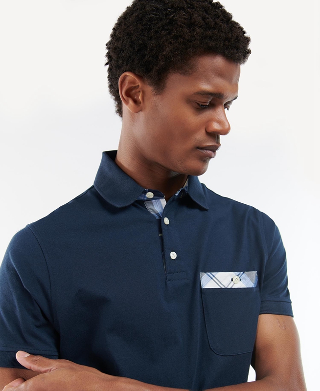 Men's Barbour Lirst Polo shirts Navy | FDAM-16507