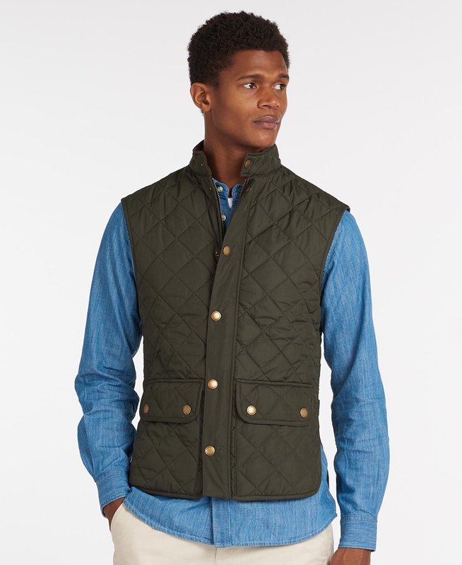 Men's Barbour Lowerdale Vest Olive | WYNM-85246