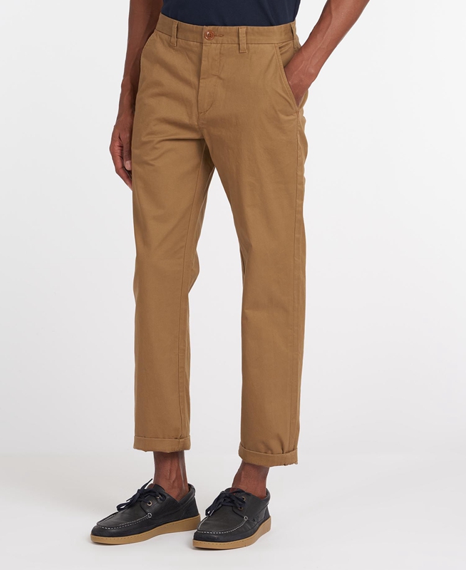 Men's Barbour Neuston Essential Chinos Pants Beige | OHEW-52684