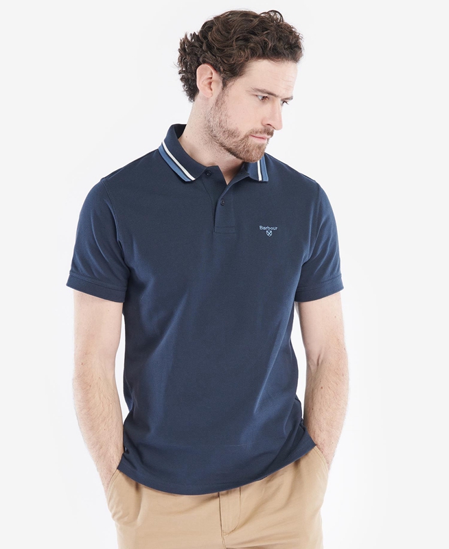 Men's Barbour Otterburn Polo shirts Navy | PMYU-28390