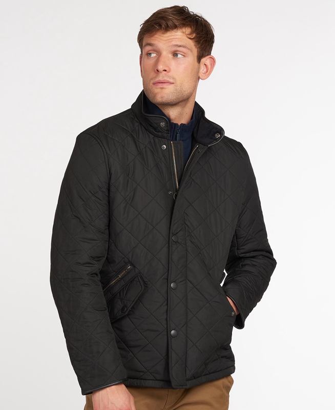 Men's Barbour Powell Quilted Jackets Black | KNXB-30712