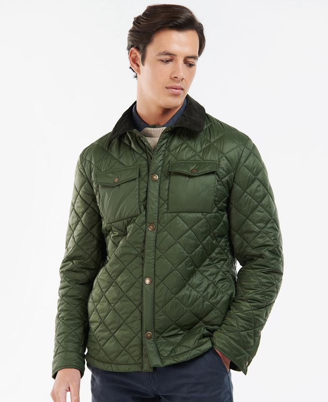 Men's Barbour Shirt Quilted Jackets Green | JEZB-49312