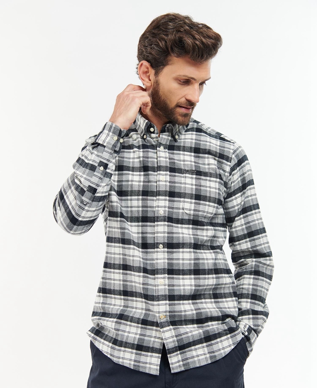 Men's Barbour Stonewell Tailored Fit Shirts Grey | VYBL-68324