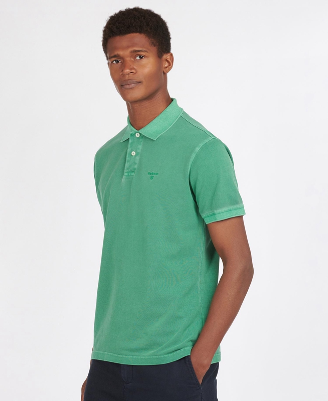 Men's Barbour Washed Sports Polo shirts Green | BIWL-41890