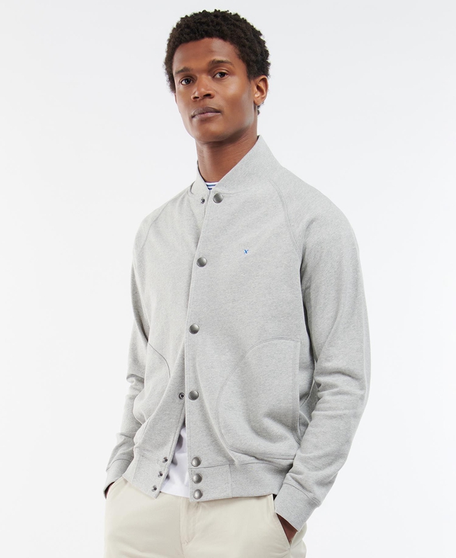 Men's Barbour Whitewell Button Thru Sweatshirts Grey | KBTC-51283