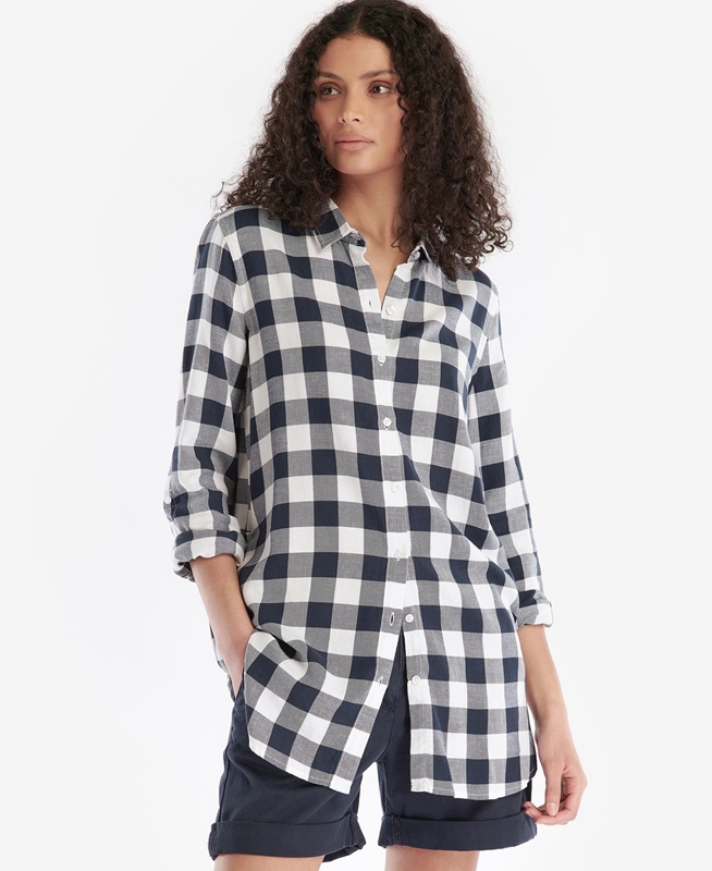 Women's Barbour Baymouth Shirts Black / Grey | VPDT-70642