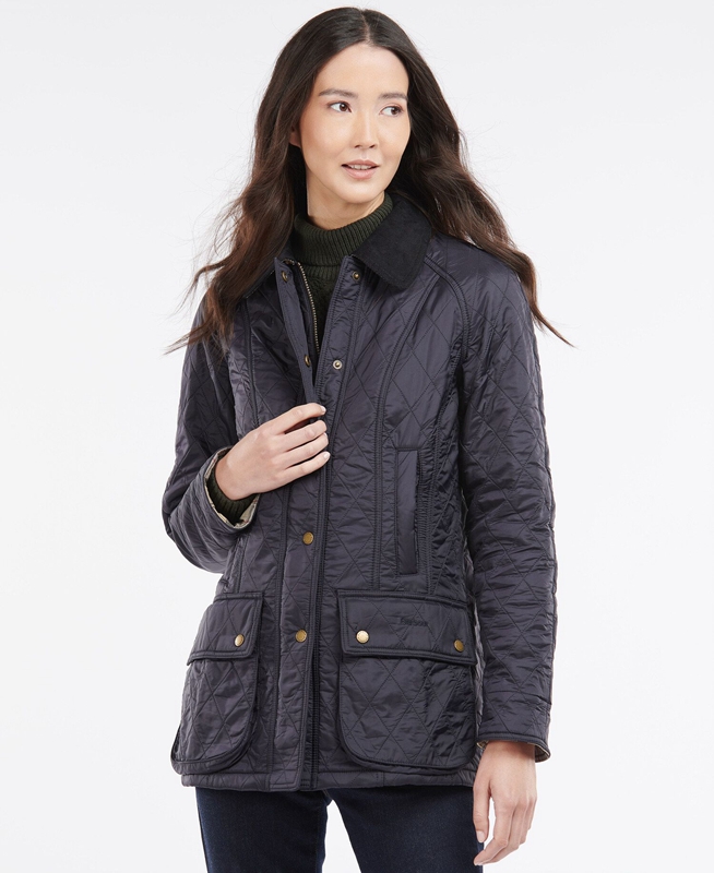 Women's Barbour Beadnell Polarquilt Quilted Jackets Navy | WDZR-96231