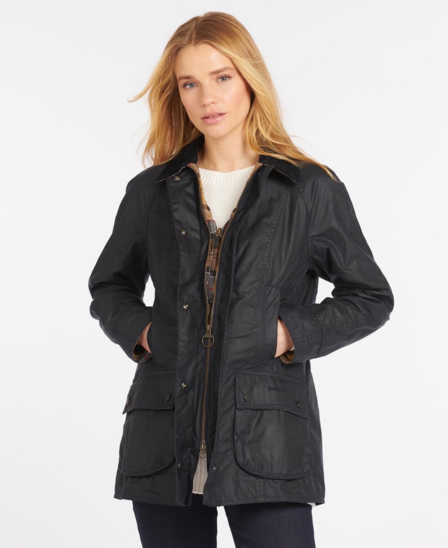 Women's Barbour Beadnell® Waxed Jackets Navy | MOAP-84620