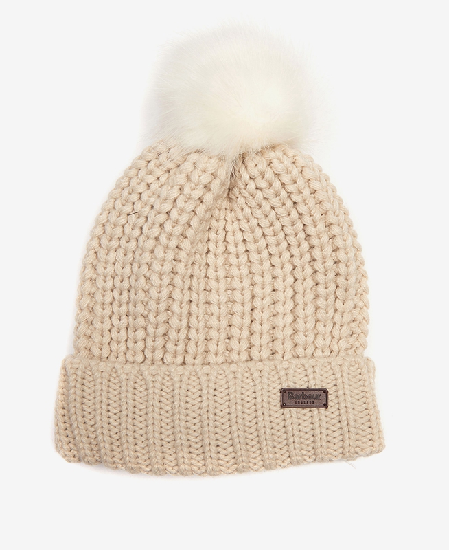 Women's Barbour Beanie Saltburn Hats Beige | RWCX-92315