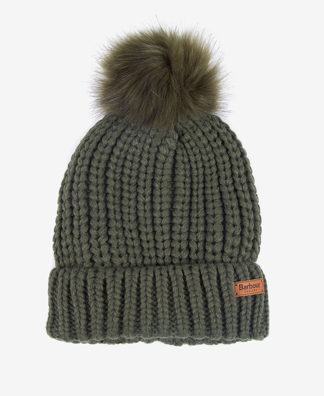 Women's Barbour Beanie Saltburn Hats Green | CNRE-68524