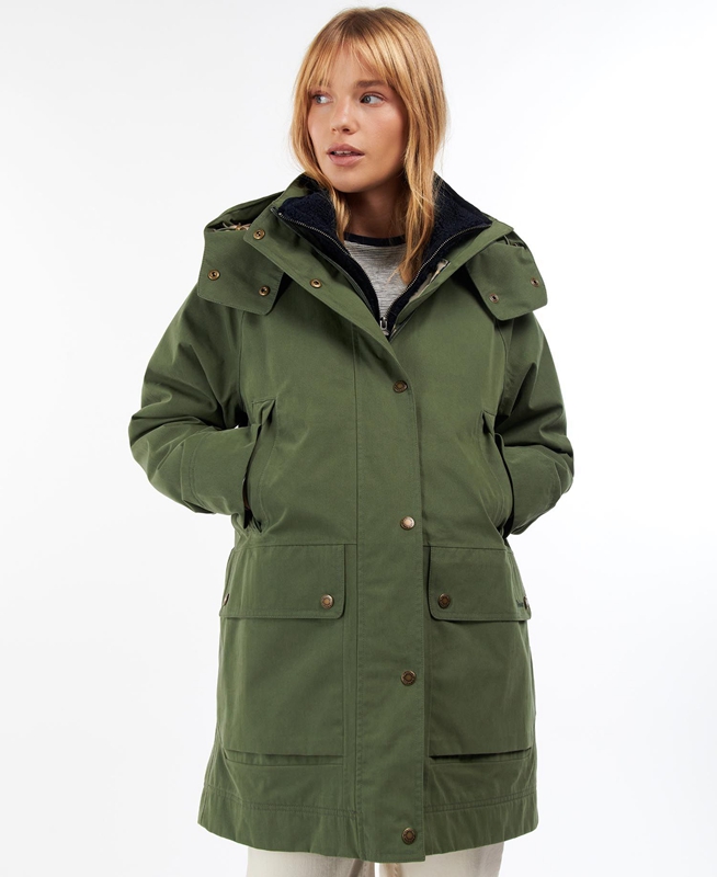 Women's Barbour Clary Waterproof Jackets Green | ZESI-69830