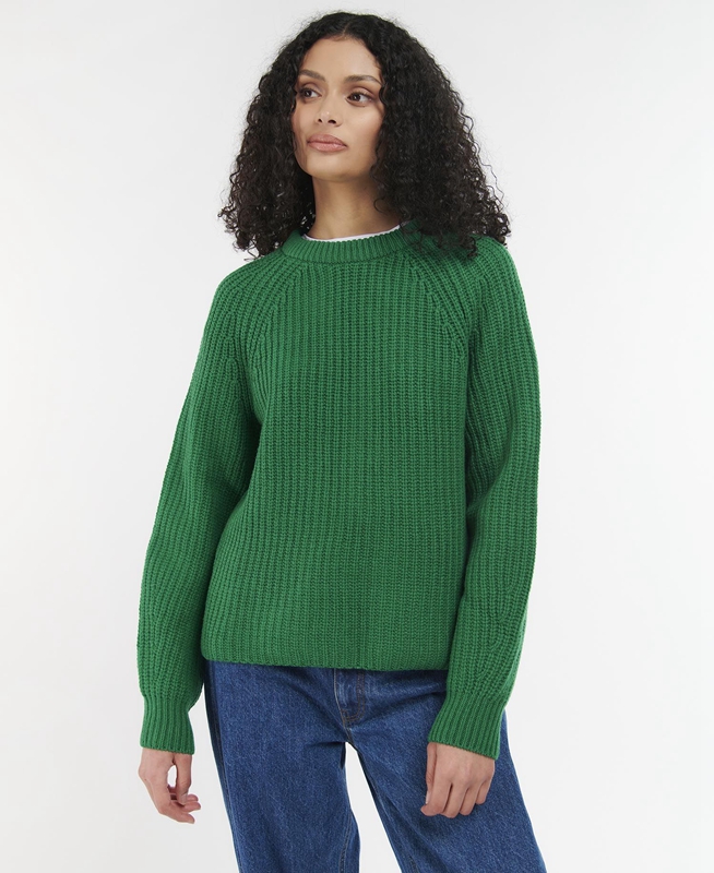 Women's Barbour Hartley Knit Sweaters Green | JXDB-47826