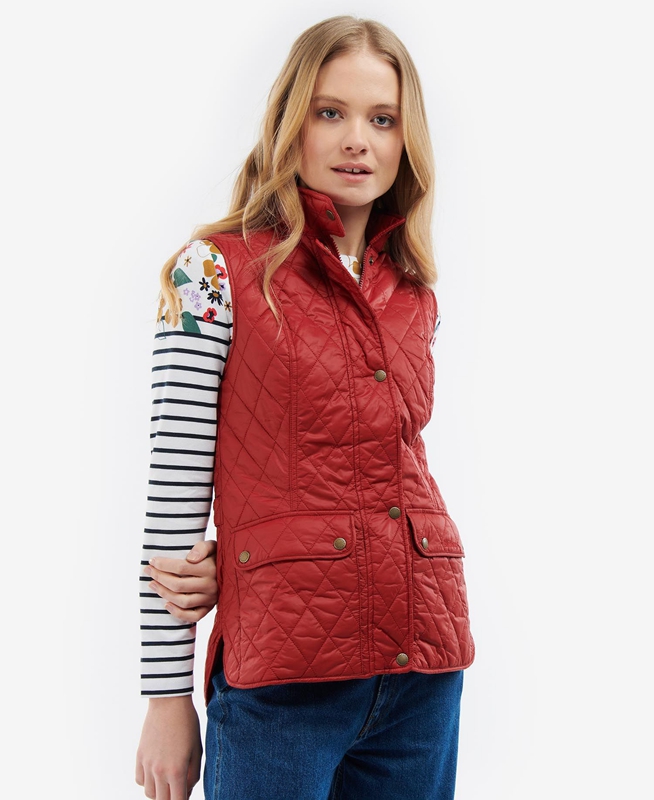 Women's Barbour Otterburn Vest Red | WULP-38942