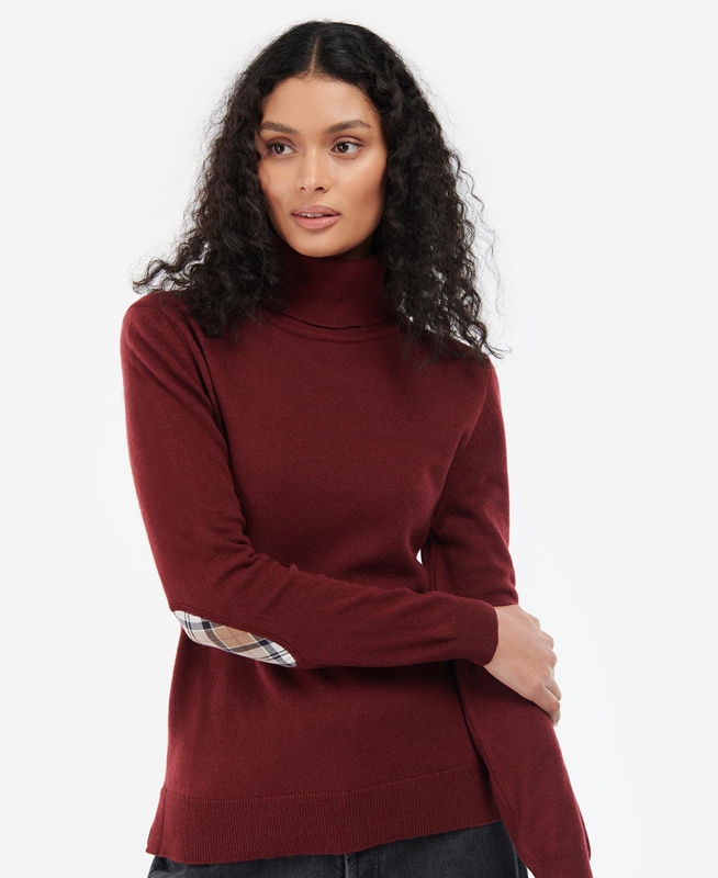 Women's Barbour Pendle Roll-Neck Sweaters Red | BAYR-09186