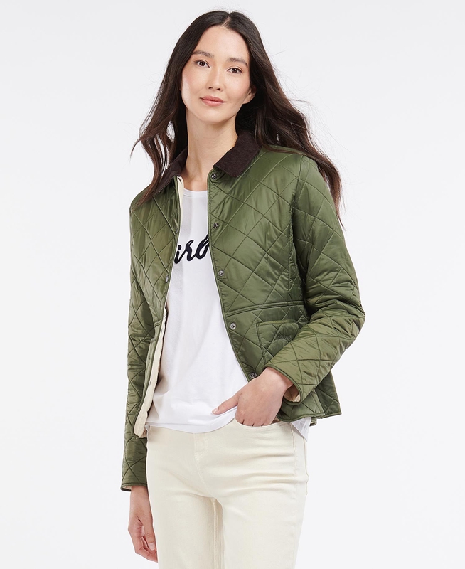 Women's Barbour Steppjacke Deveron Polarquilt Quilted Jackets Green | RKDX-87453