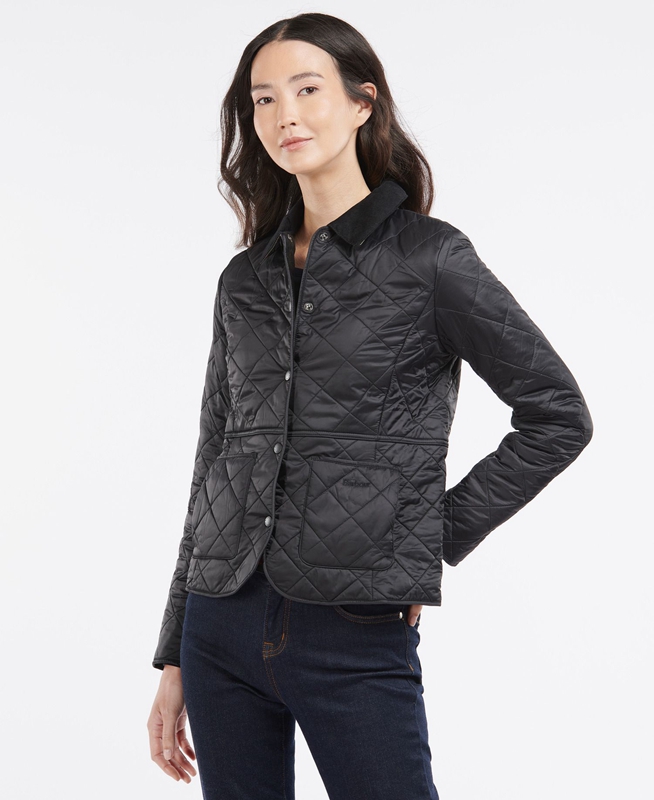 Women's Barbour Steppjacke Deveron Polarquilt Quilted Jackets Black | TIHZ-69405