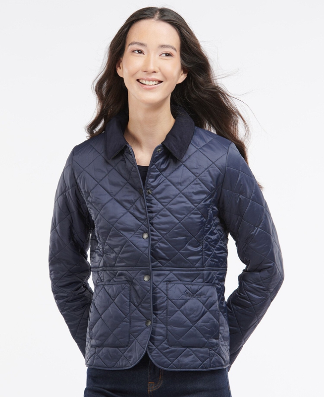 Women's Barbour Steppjacke Deveron Polarquilt Quilted Jackets Blue | UVMF-26397