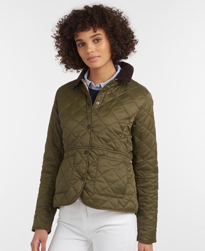 Women's Barbour Steppjacke Deveron Quilted Jackets Olive | SYBC-73128