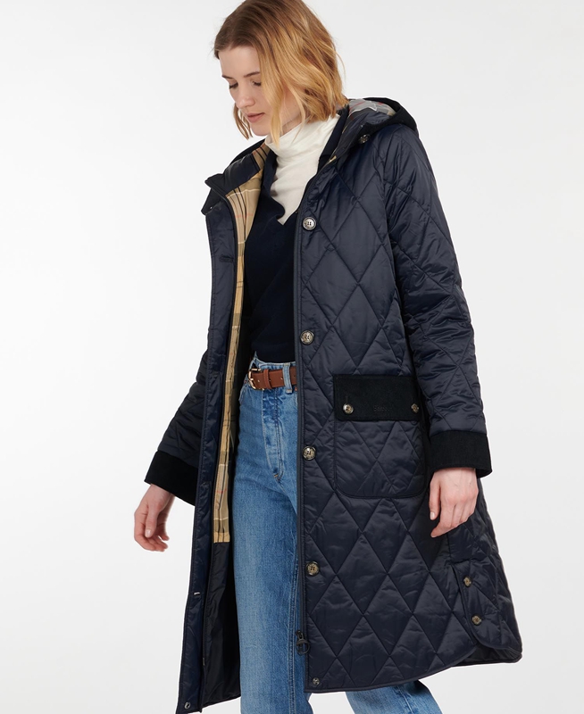 Women's Barbour Steppjacke Mickley Quilted Jackets Navy | WLQY-25468