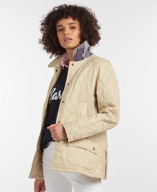 Women's Barbour Summer Beadnell Quilted Jackets Cream | LKEI-39416