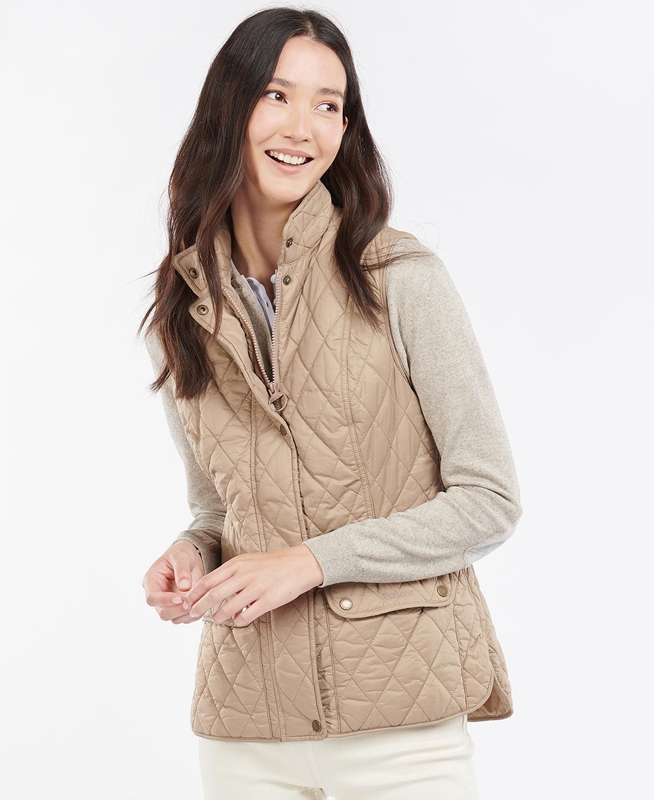 Women's Barbour Weste Otterburn Vest Beige | UMHY-80695