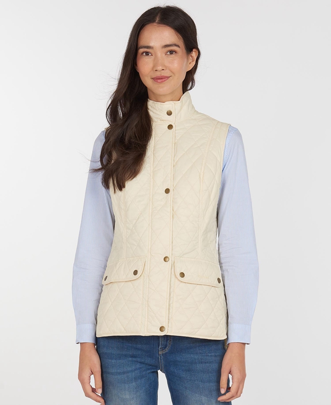 Women's Barbour Weste Otterburn Vest Cream | ZFKC-47983