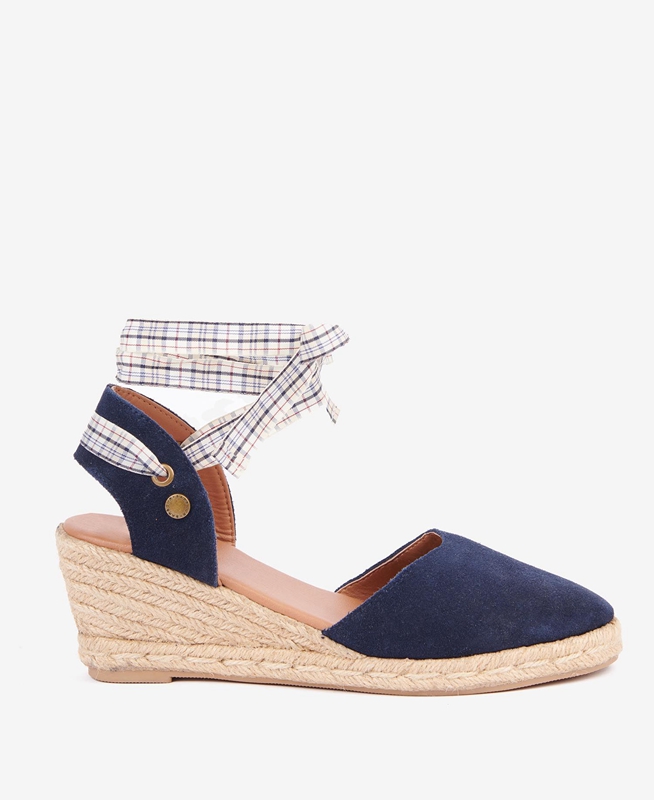 Women's Barbour Whitney Wedge Sandals Blue | XNQV-73406