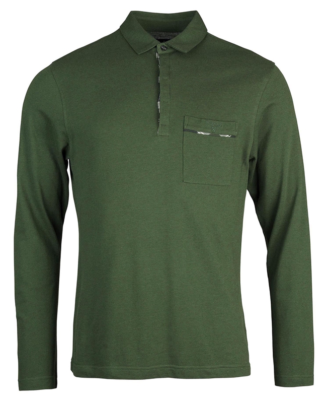 Men's Barbour Adie Long Sleeve Polo shirts Green | PJDF-45089