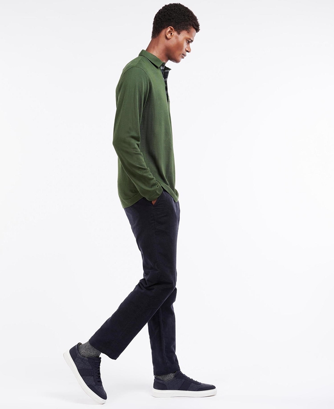 Men's Barbour Adie Long Sleeve Polo shirts Green | PJDF-45089