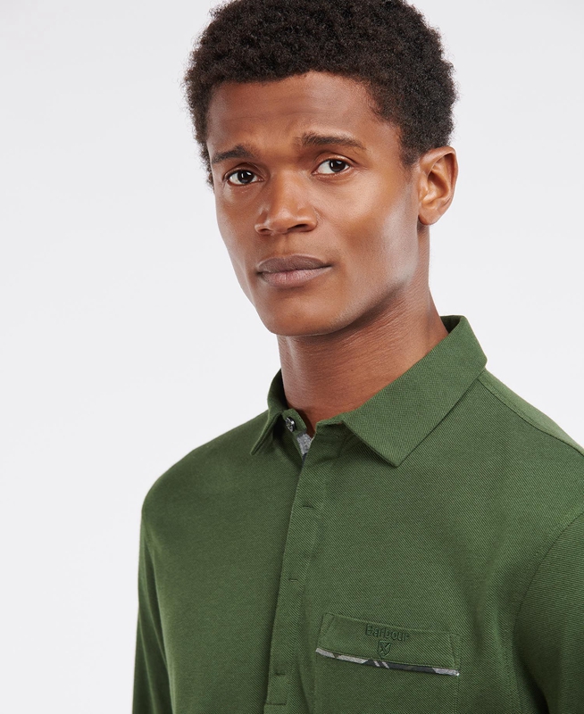 Men's Barbour Adie Long Sleeve Polo shirts Green | PJDF-45089