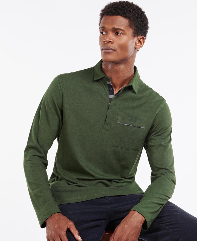 Men\'s Barbour Adie Long Sleeve Polo shirts Green | PJDF-45089