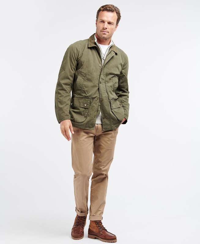 Men's Barbour Ashby Casual Jackets Olive | VXRC-47390