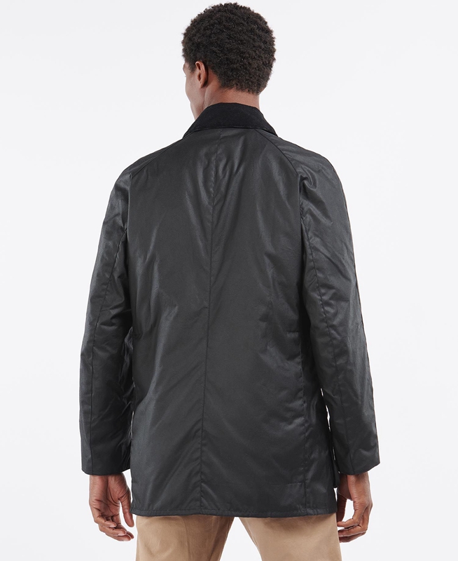 Men's Barbour Beausby Waxed Jackets Black | PTKR-59872