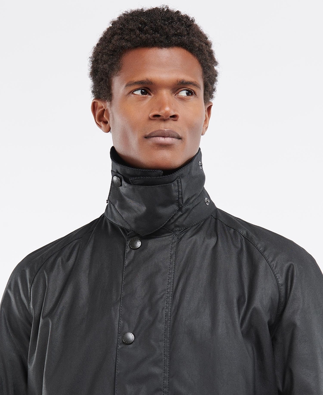 Men's Barbour Beausby Waxed Jackets Black | PTKR-59872