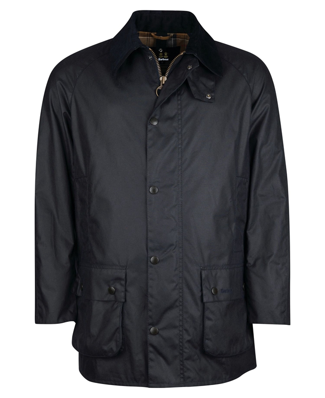 Men's Barbour Beausby Waxed Jackets Navy | MJZN-40129